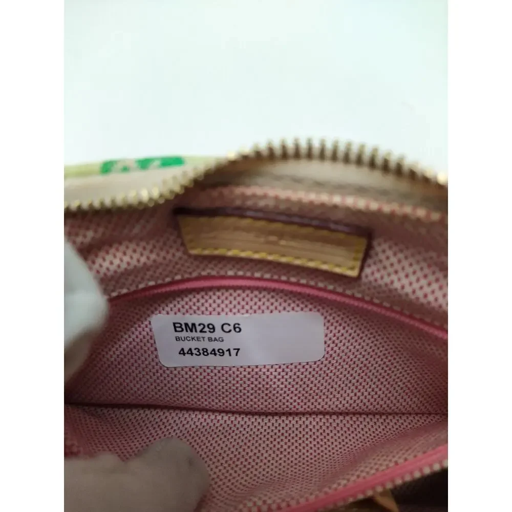 Dooney & Bourke Canvas Green Polka Dot Zipper Closure Hobo Shoulder Bag